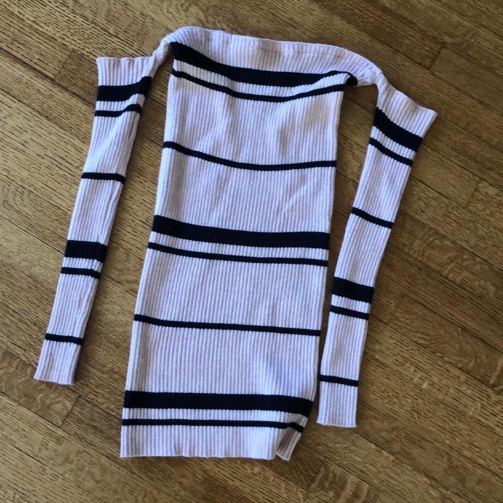 Off the shoulder sweater dress.